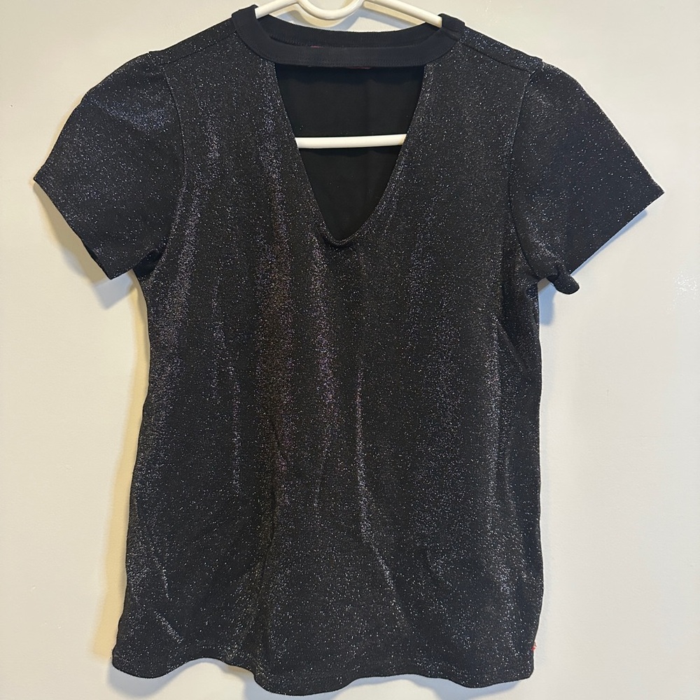 n:PHILANTHROPY Black Metallic Sparkle Short Sleeve Tee XS
